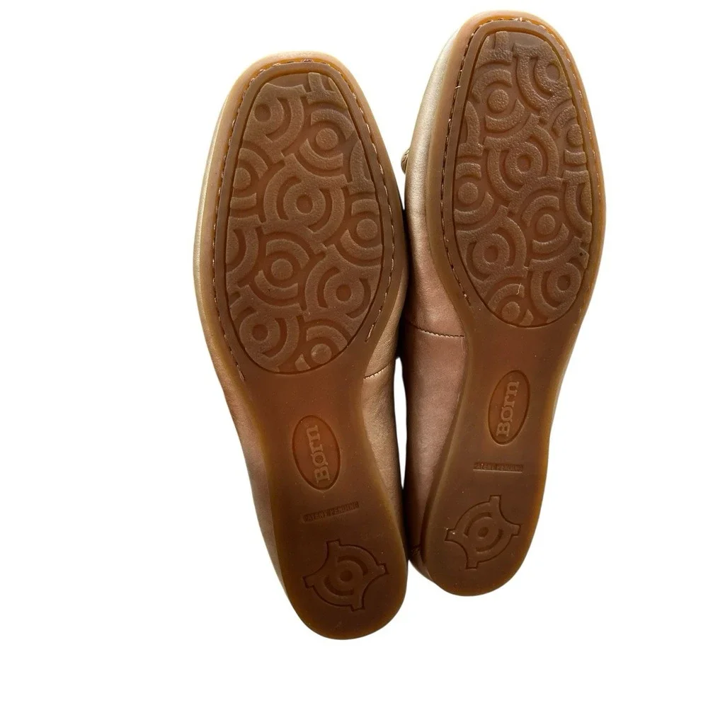 Born‎ Brin Gold Metallic Leather Ballet Flat, Size 7.5M